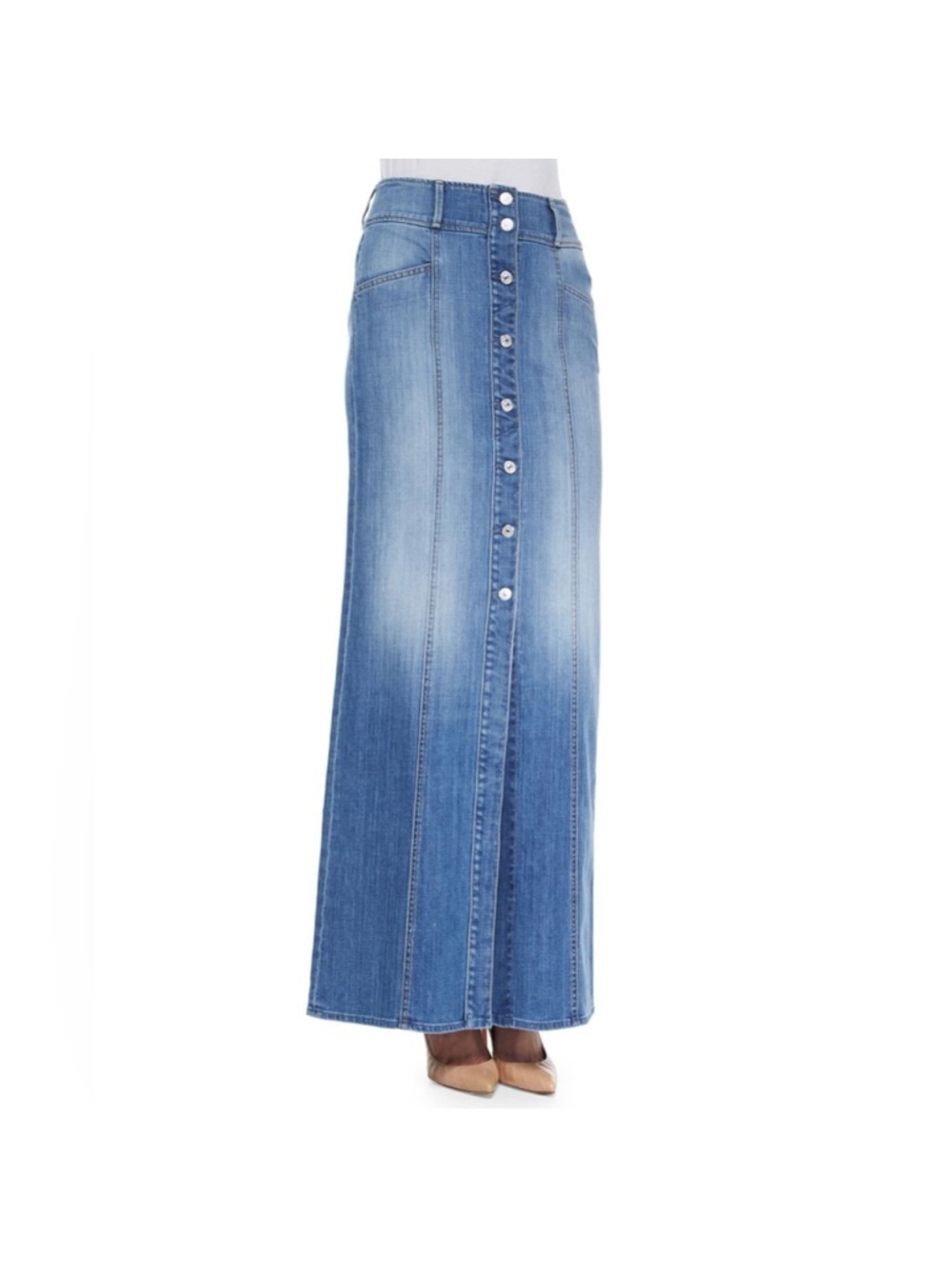 Seven For All Mankind Slim Stretch Denim Maxi Skirt Size 25